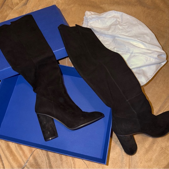 Stuart Weitzman Shoes - Stuart Weitzman Eloise 95 Black Suede Heeled Boots